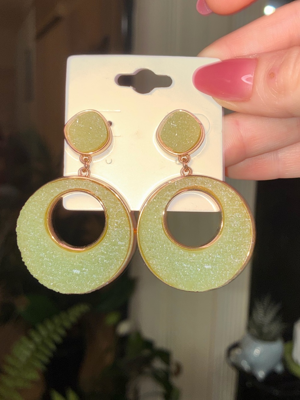 SUGARFIX by BaubleBar Mint Green Faux Druzy Hoop Drop Earrings - Picture 1 of 7